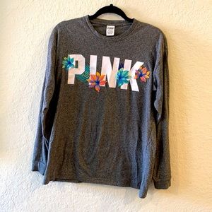 Long sleeve embroidered Pink brand t-shirt